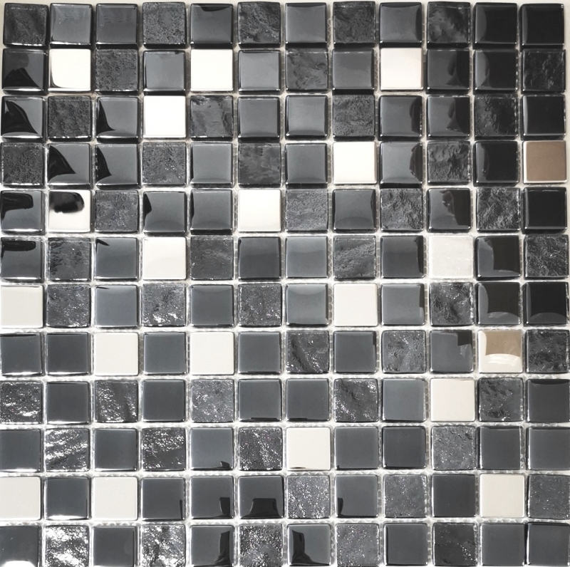 Glass mosaic mosaic tiles stainless steel anthracite silver bluish wall tile backsplash kitchen bathroom MOS88-0322