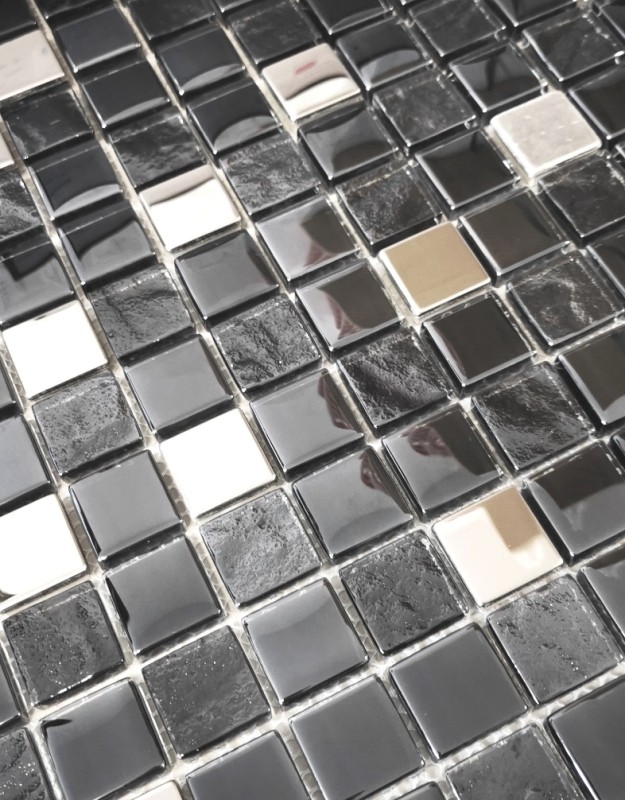 Mosaico di vetro mosaico piastrelle in acciaio inox antracite argento bluastro parete piastrelle backsplash cucina bagno MOS88-0322