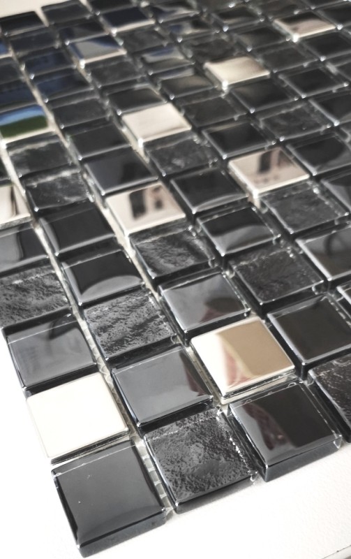Mosaico di vetro mosaico piastrelle in acciaio inox antracite argento bluastro parete piastrelle backsplash cucina bagno MOS88-0322