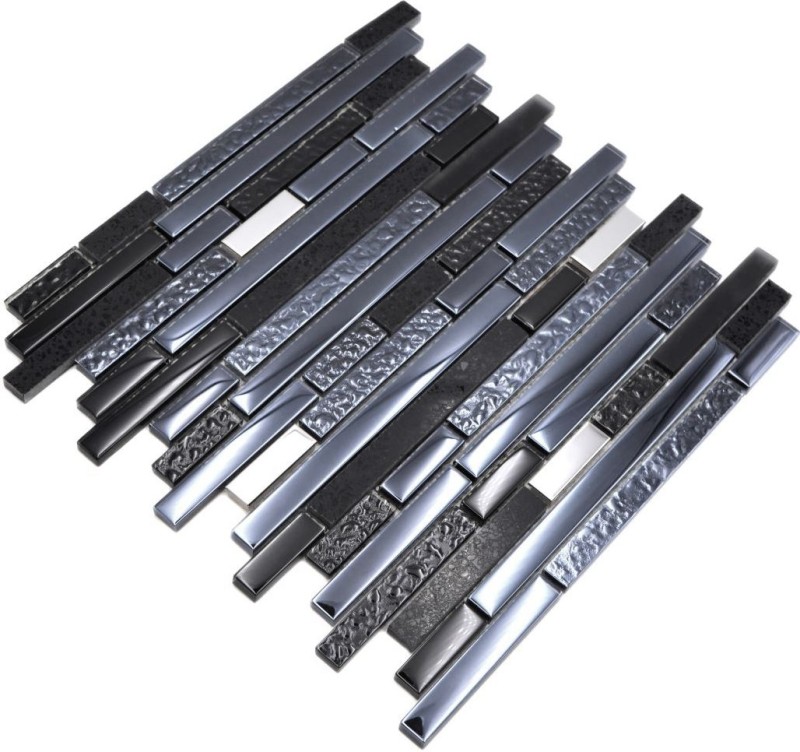 Glass mosaic rods mosaic tiles stainless steel Artificial graphite black anthracite silver