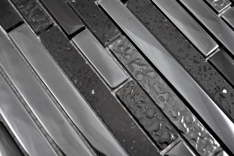 Aste per mosaico di vetro Tessere per mosaico in acciaio inox Grafite artificiale nero antracite argento