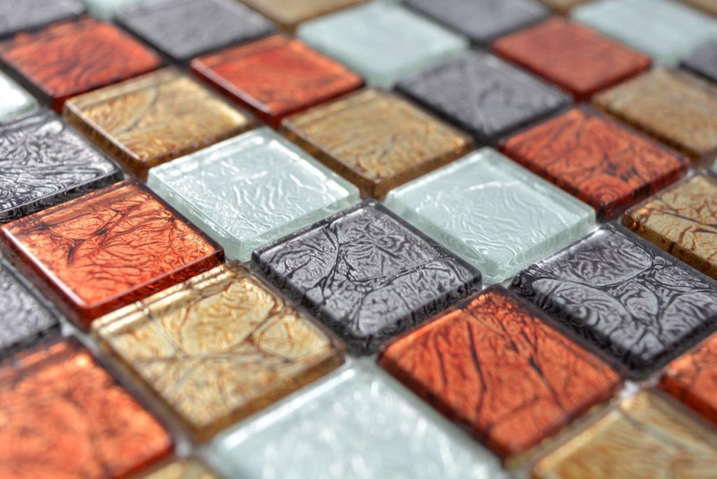Mosaïque de verre transparente Crystal or argent noir rouge structure mur carrelage cuisine salle de bain MOS63-71739_f | 10 tapis de mosaïque