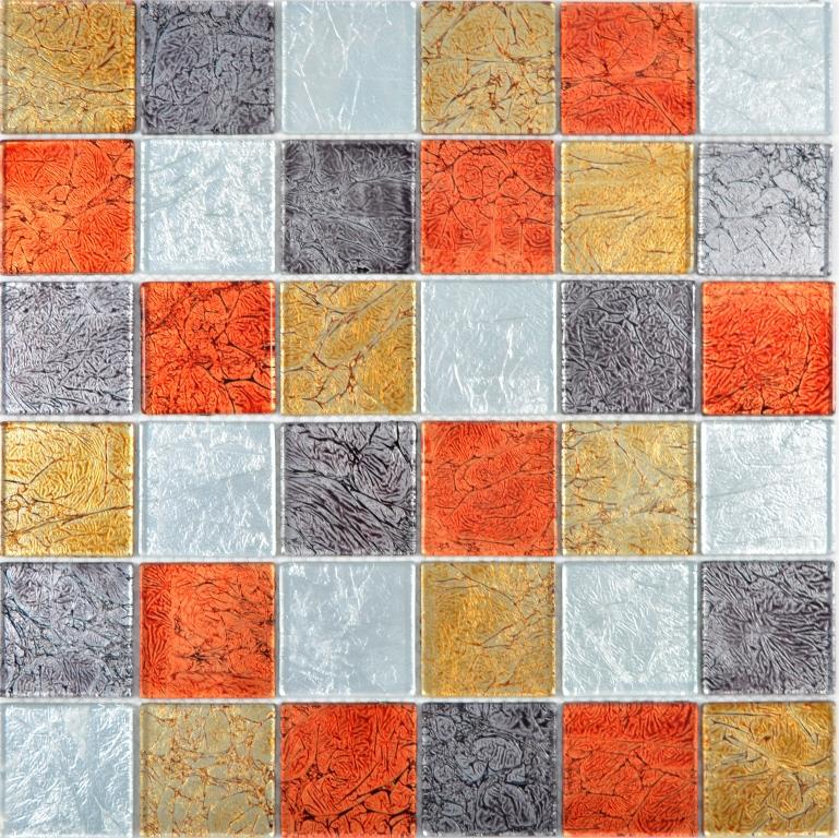 Glass mosaic gold silver black orange red structure wall tile backsplash kitchen bathroom MOS73-71739