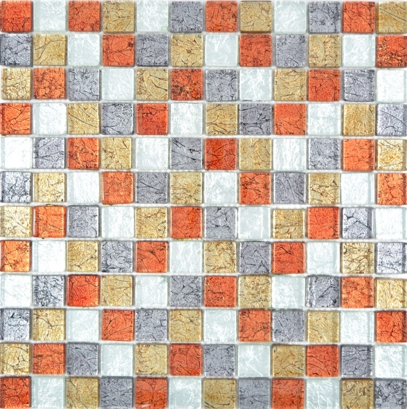 Mosaic tiles glass mosaic gold silver black orange red structure wall tile backsplash kitchen bathroom MOS88-71739