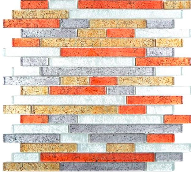 Glass mosaic rods mosaic tiles mosaic gold silver black orange red structure