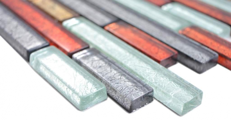 Glass mosaic rods mosaic tiles mosaic gold silver black orange red structure