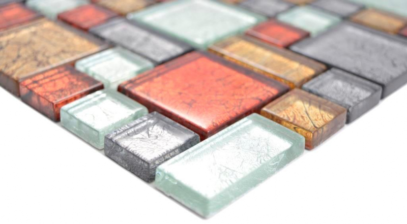 Glass mosaic mosaic tiles gold silver anthracite orange-red structure