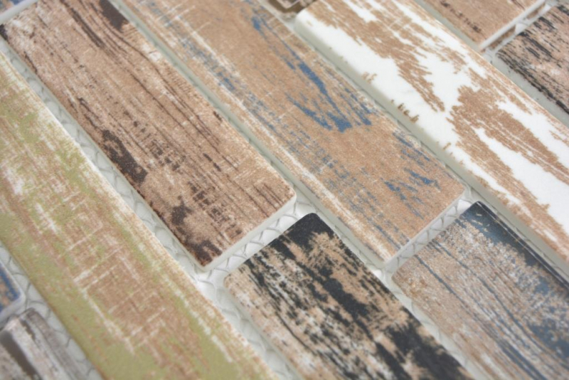 Mosaïque translucide Brick composite ECO mosaïque de verre old wood bois mur carrelage cuisine salle de bain MOS24-2093_f | 10 tapis de mosaïque