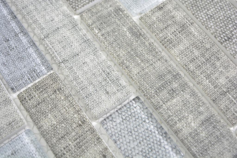 Transluzent Mosaik Brick Verbund ECO Glasmosaik Textil grau Wand Fliesenspiegel Küche Bad MOS24-2097