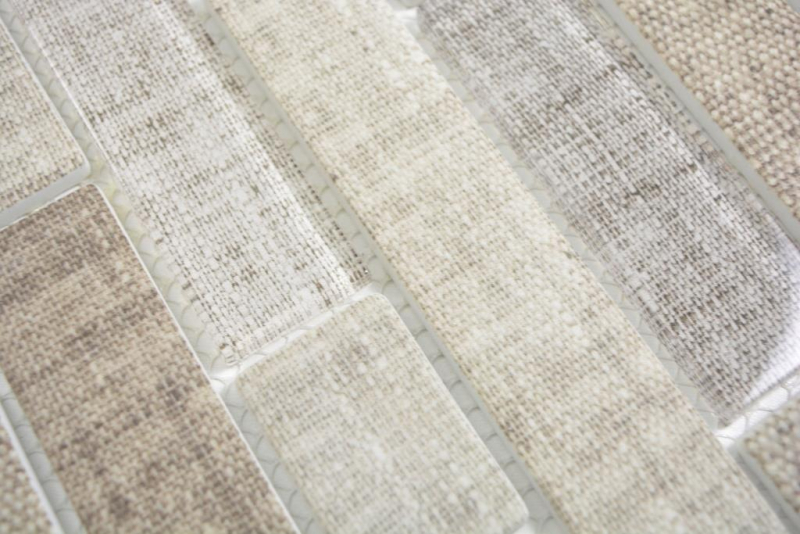 Mosaico traslucido mattone composito ECO vetro mosaico tessile beige piastrelle parete backsplash cucina bagno MOS24-2099_f | 10 mosaico tappetini