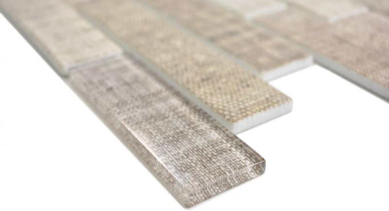 Transluzent Mosaik Brick Verbund ECO Glasmosaik Textil beige Wand Fliesenspiegel Küche Bad MOS24-2099
