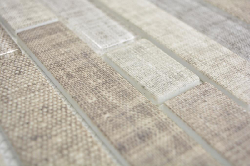 Transluzent Mosaik Brick Verbund ECO Glasmosaik Textil beige Wand Fliesenspiegel Küche Bad MOS24-2099_f | 10 Mosaikmatten