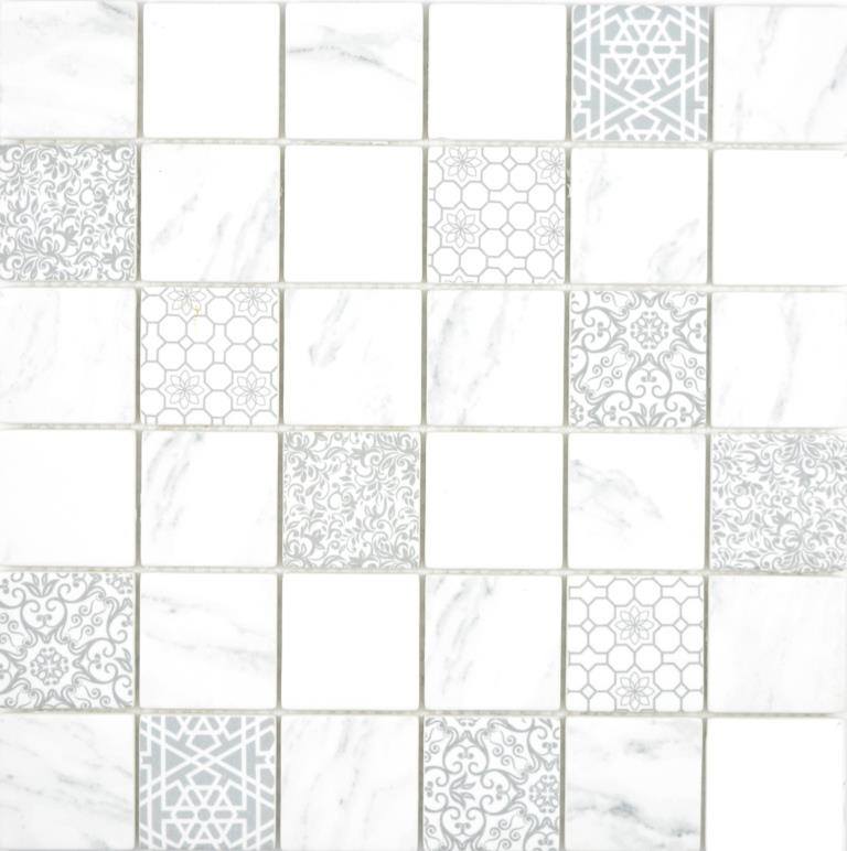 Campione a mano Mosaico di vetro ECO Carrara mosaico piastrelle parete backsplash cucina bagno MOS16-0202_m
