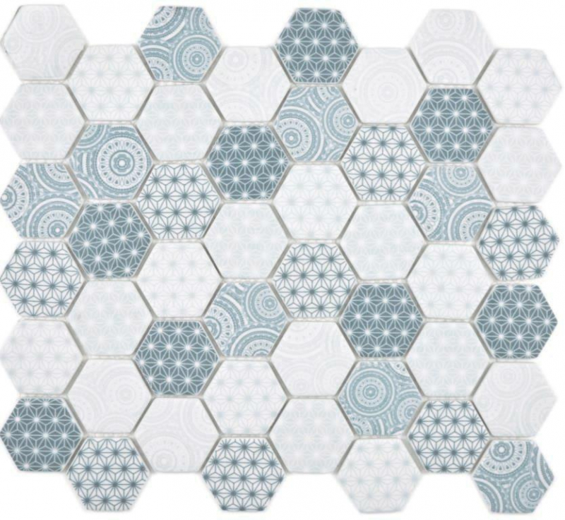 Glasmosaikfliese Hexagon blau glänzend//matt Dusche 140-0401/_f 10 Mosaikmatten