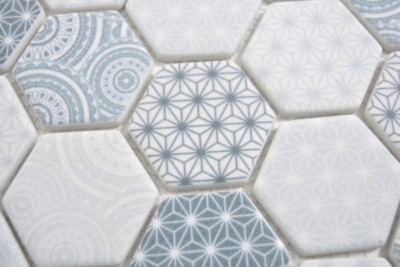 GLAS Mosaik Hexagon ECO blau Mosaikfliese Wand Fliesenspiegel Küche Bad