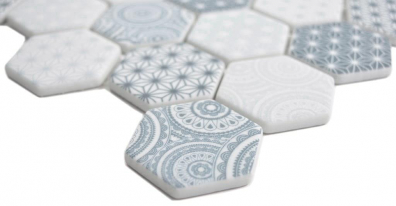 GLASS mosaic Hexagon ECO blue mosaic tile wall tile backsplash kitchen bathroom_f | 10 mosaic mats