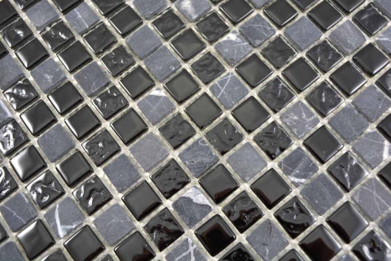 Glasmosaik Stein grau schwarz Wand Küche Bad Fliesenspiegel 58-0203_f 10 Matten 