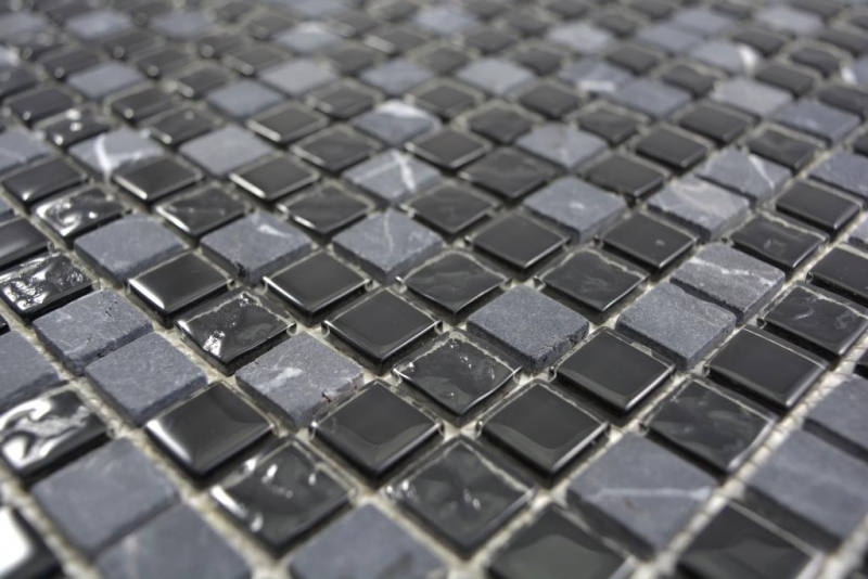 Mosaico di vetro pietra grigio nero mosaico piastrelle muro backsplash cucina bagno MOS58-0203_f