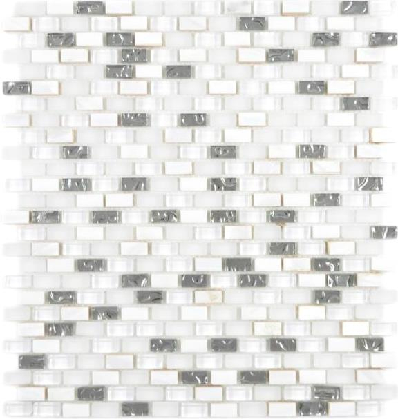 Mosaico aste composito pietra naturale vetro mosaico mattone conchiglia bianco argento mosaico piastrelle parete backsplash cucina bagno - MOS86-0001