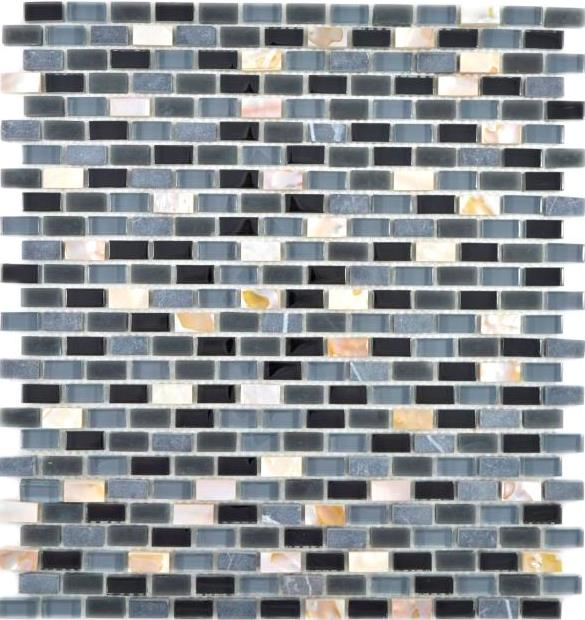 Mosaico aste composito pietra naturale vetro mosaico mattone conchiglia nero teracotta mosaico piastrelle muro backsplash cucina bagno - MOS86-0003