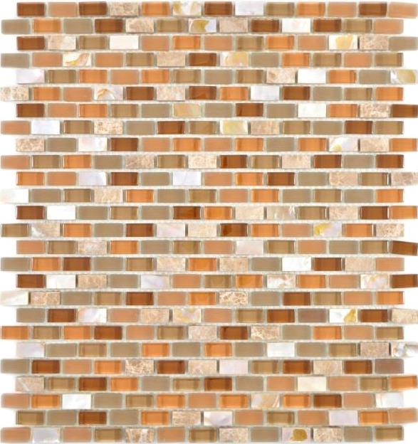Mosaico aste composito pietra naturale vetro mosaico conchiglia mattone marrone beige mosaico piastrelle muro backsplash cucina bagno - MOS86-0012