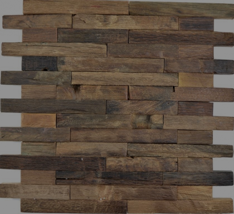 Wood mosaic made from boat planks composite wood FSC wall cladding kitchen splashback MOS160-21