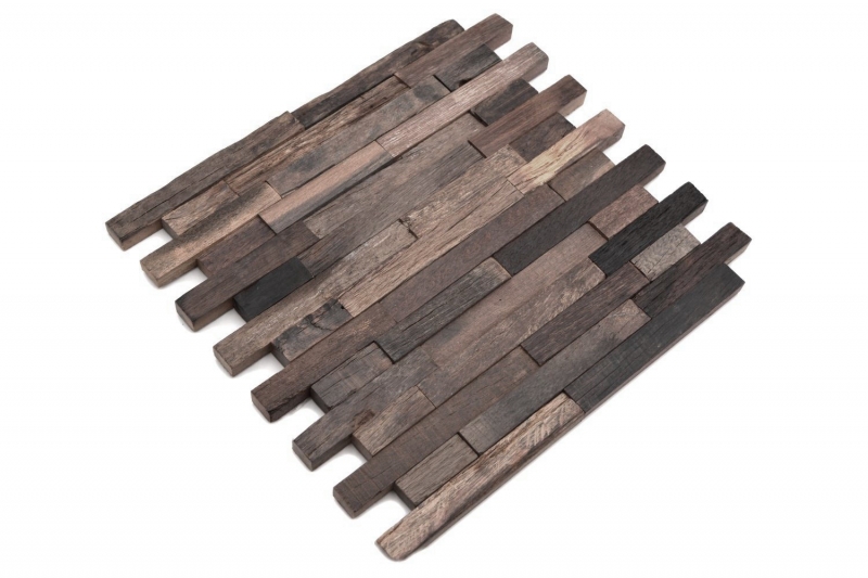 Holzmosaik aus Bootsplanken Verbund Wood FSC Wandverkleidung Küchenrückwand MOS160-21