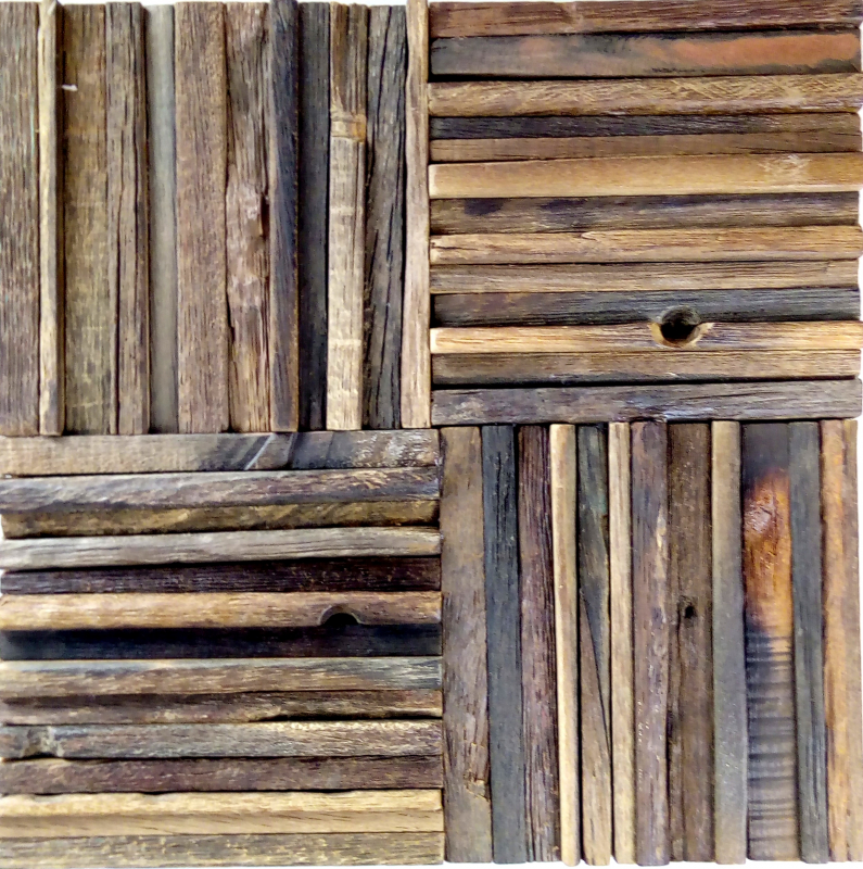 Mosaico in legno ricavato da assi di barca Rivestimento in legno FSC per pareti Alzatina per cucina MOS160-27