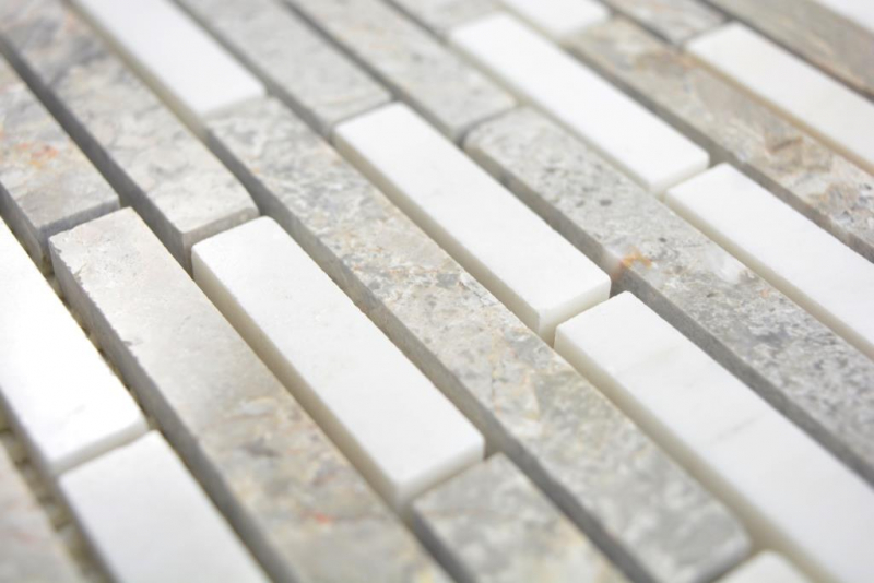 Mano campione marmo mosaico composito pietra grigio bianco mosaico piastrelle muro backsplash cucina bagno MOS87-0201_m