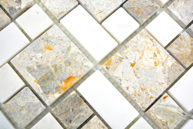 Marmor Mosaik Stein grau weiß Wand Boden Küche Dusche Bad 88-0201_f 10Matten 