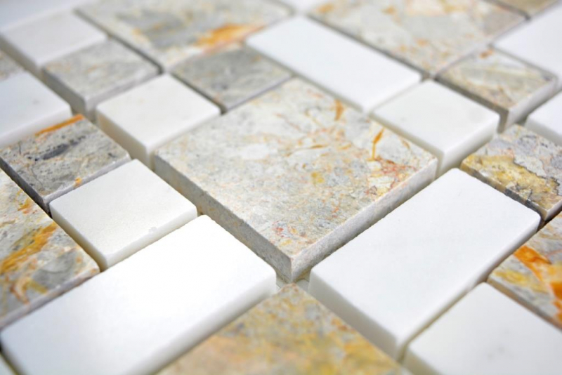 Mosaico di marmo antracite bianco ruggine combinazione di piastrelle da parete specchio WC - MOS88-0201