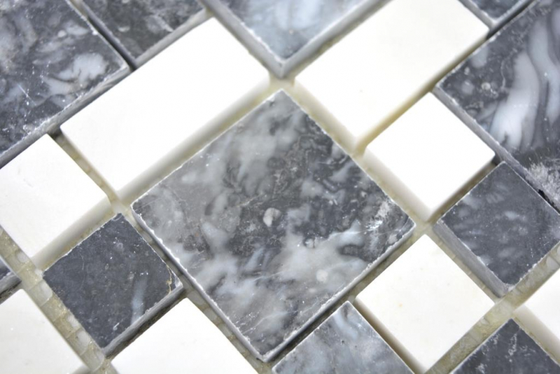 Mosaico di marmo pietra nero bianco mosaico piastrelle muro backsplash cucina bagno MOS88-0302_f