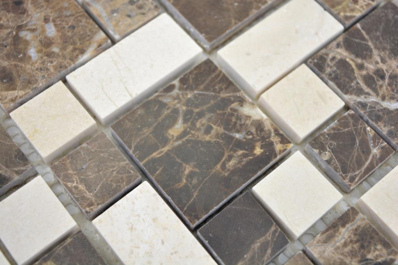 Mosaico di marmo pietra emperador scuro cremarfil mosaico piastrelle parete backsplash cucina bagno MOS88-1312_f