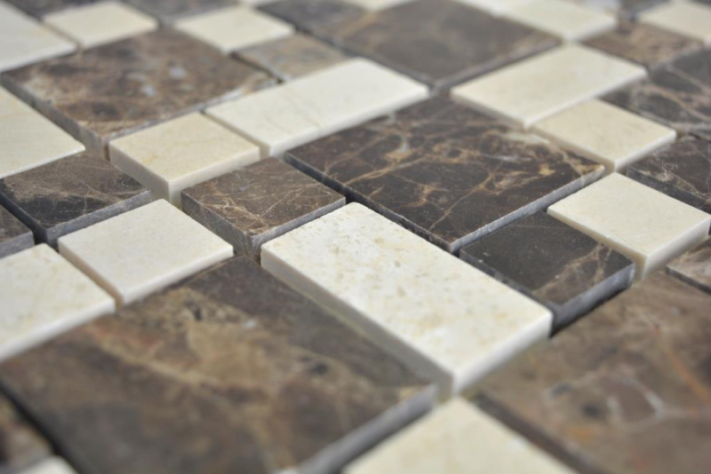 Hand pattern marble mosaic stone emperador dark cremarfil mosaic tile wall tile backsplash kitchen bathroom MOS88-1312_m