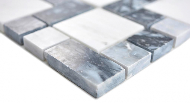 Piastrelle di marmo a mosaico nero grigio bianco antracite backsplash bagno - MOS88-0321