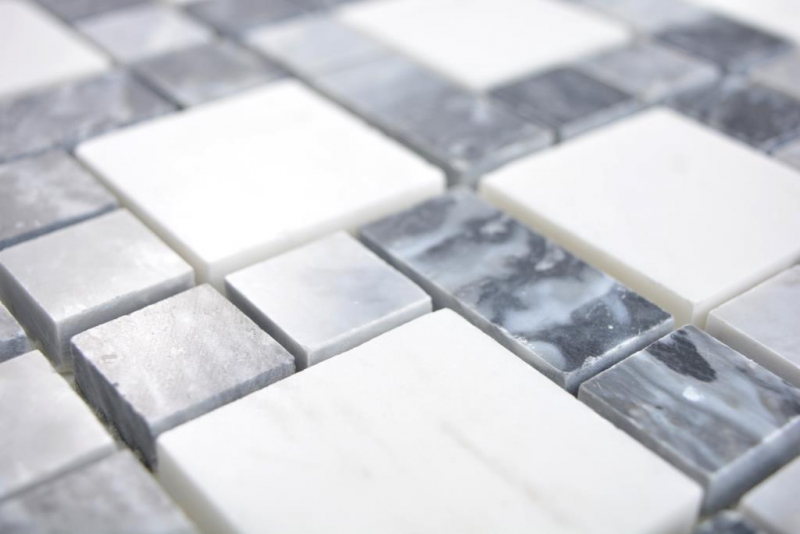 Mano campione marmo mosaico pietra nero grigio bianco mosaico piastrelle muro backsplash cucina bagno MOS88-0321_m