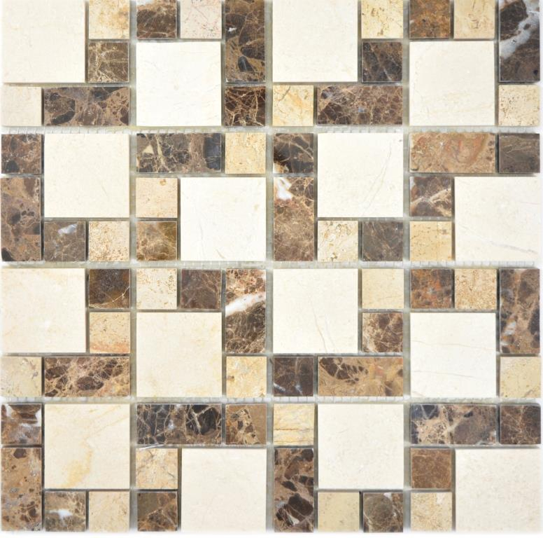 Hand sample marble mosaic stone emperador dark cremarfil mosaic tile wall tile backsplash kitchen bathroom MOS88-1313_m