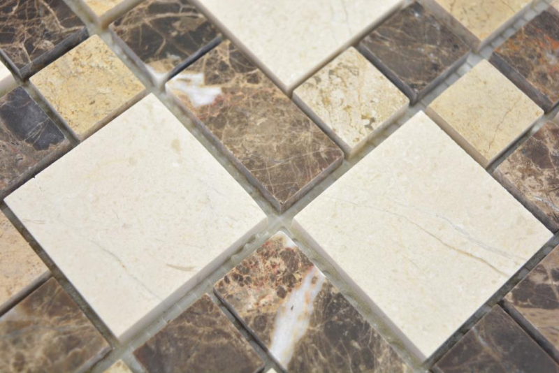 Marmo mosaico pietra emperador scuro cremarfil mosaico piastrelle parete backsplash cucina bagno MOS88-1313_f