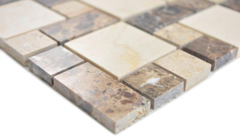 Marble mosaic tile emperador dark brown crema beige tile backsplash kitchen bathroom - MOS88-1313