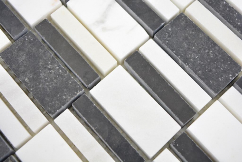 Handmuster Marmor Mosaik Stein grau weiss Mosaikfliese Wand Fliesenspiegel Küch 