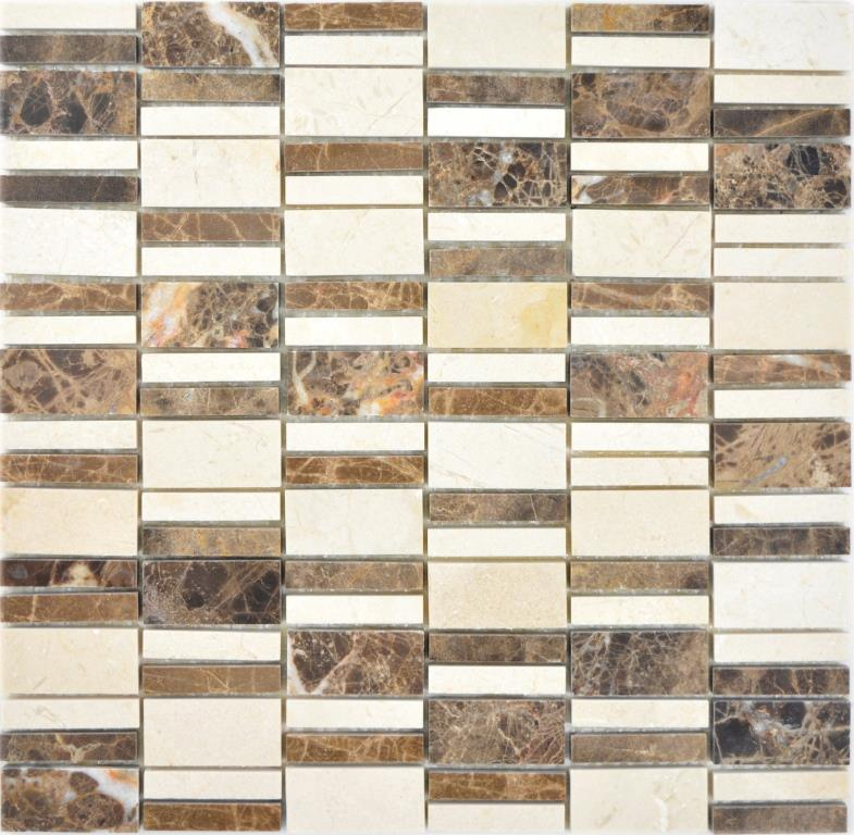 Marmor Mosaik Fliese emperador dunkelbraun crema beige Fliesenspiegel Küche Bad - MOS88-1201