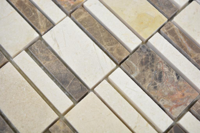 Marble mosaic tile emperador dark brown crema beige backsplash kitchen bathroom - MOS88-1201