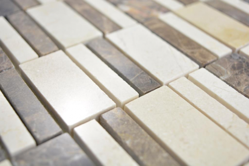 Marmor Mosaik Fliese emperador dunkelbraun crema beige Fliesenspiegel Küche Bad - MOS88-1201