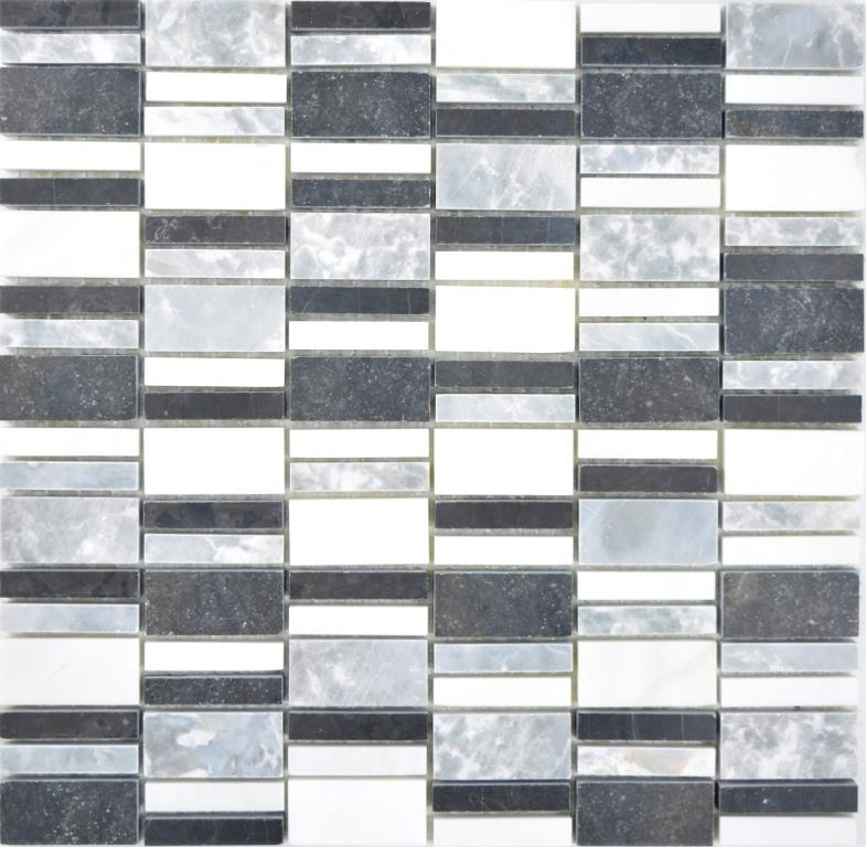 1 Matte Glasmosaik weiß/grau/schwarz mix Wand Küche Bad WC Art:WB87-IL007