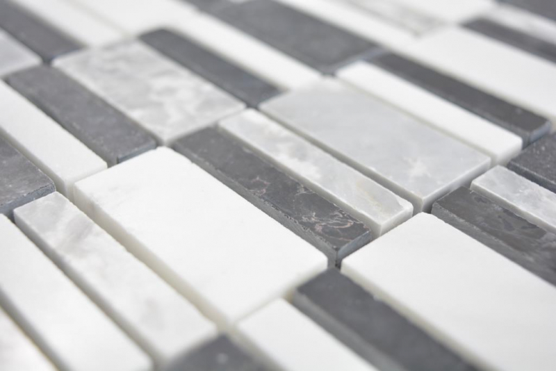 Mano campione marmo mosaico pietra nero grigio bianco mosaico piastrelle parete backsplash cucina bagno MOS88-0123_m