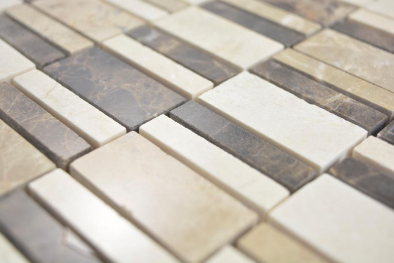 Marble mosaic tile stone emperador dark brown crema beige wall tile backsplash bathroom - MOS88-1213