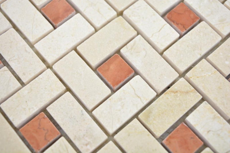 Marble mosaic tile wheel crema beige pink rose polished tile backsplash wall tile shower wall floor kitchen wall - MOS88-B17