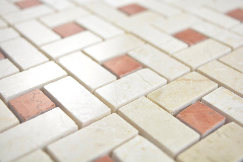 Mosaico in marmo crema beige rosa rosa lucido piastrelle backsplash muro doccia pavimento cucina muro - MOS88-B17