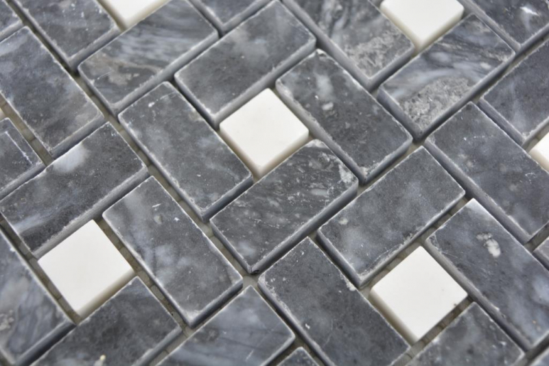 Mosaico di marmo pietra eddy nero bianco latte lucido Mosaico di marmo pietra pantera grigio lucido MOS88-B19_f