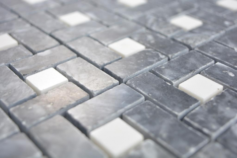 Marble mosaic tile wheel black milky white polished - MOS88-B19